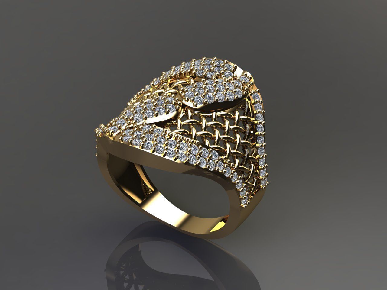 STL 3DM Women Ring Womens Ring Diamonds With Stone Model 3D print model_2
