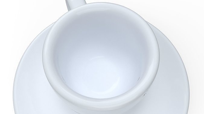 Coffee Cup with Saucer White 3D model 7
