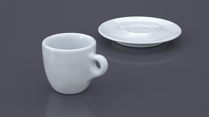 Coffee Cup with Saucer White 3D model 5