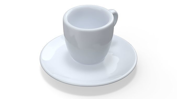 Coffee Cup with Saucer White 3D model 6