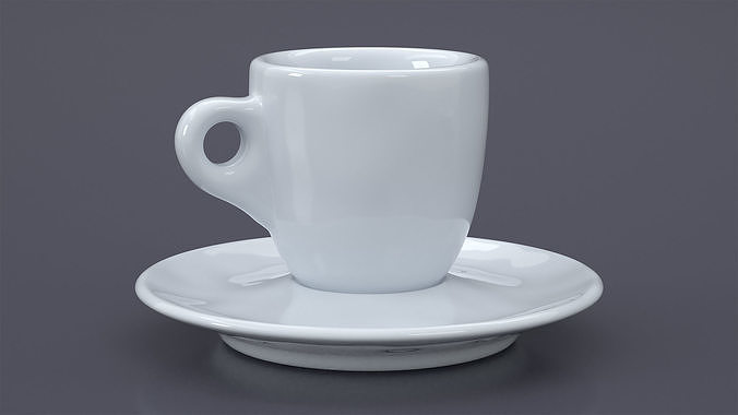 Coffee Cup with Saucer White 3D model 4