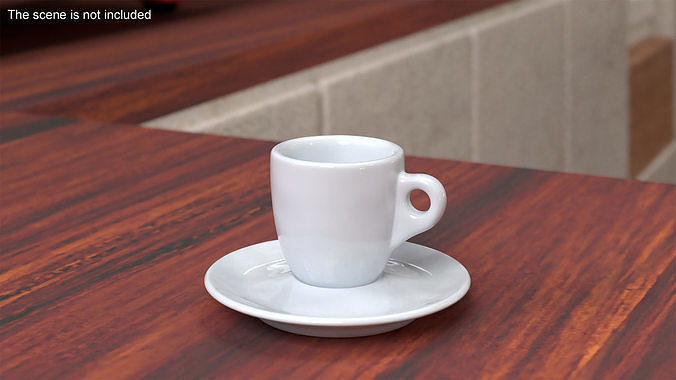 Coffee Cup with Saucer White 3D model 2