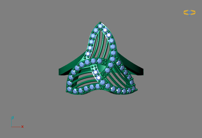 STL 3DM Women Ring Womens Ring Diamonds With Stone Model 3D print model_4