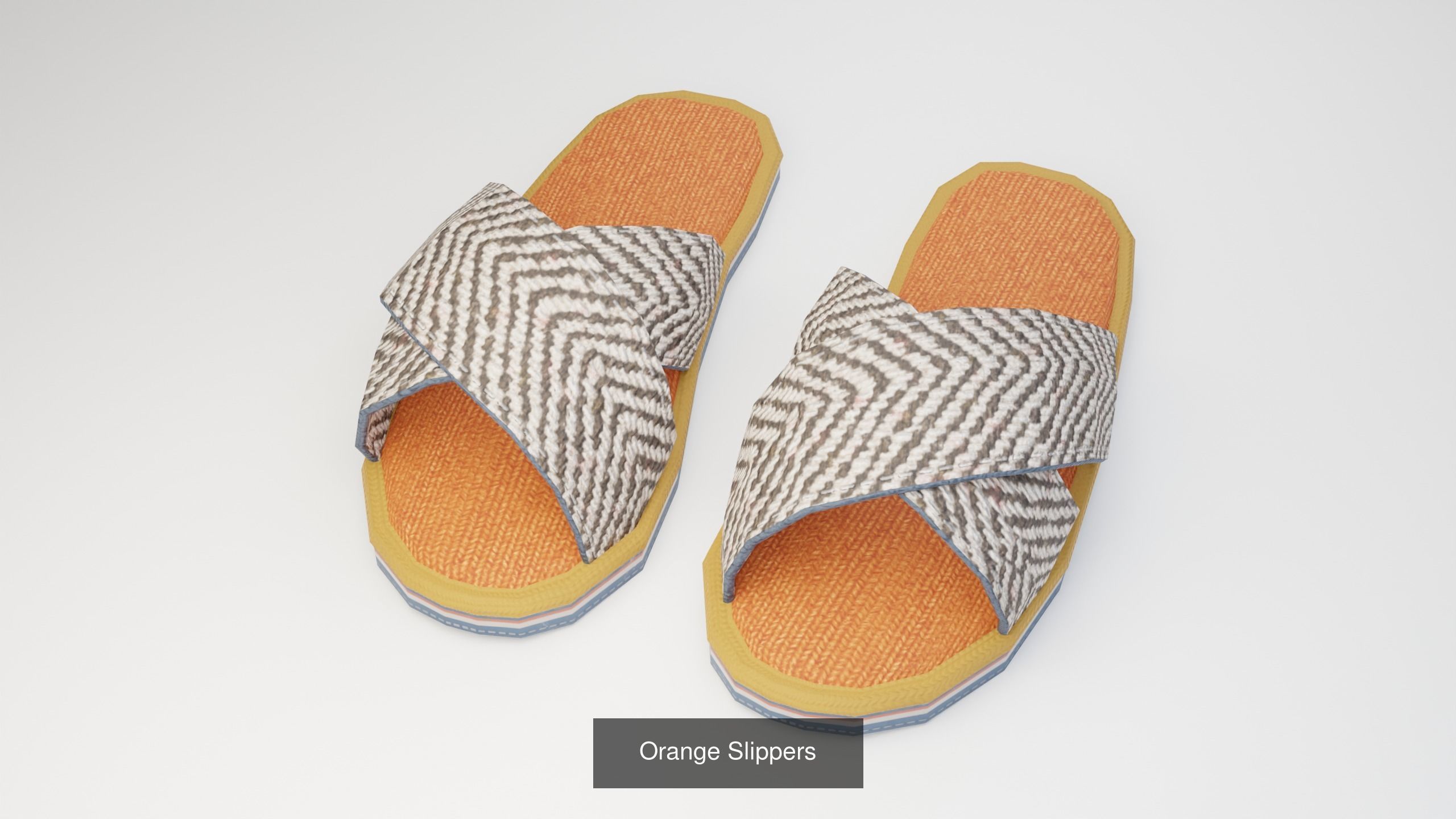 Slippers 5 colors low-poly 3D Model Collection_9