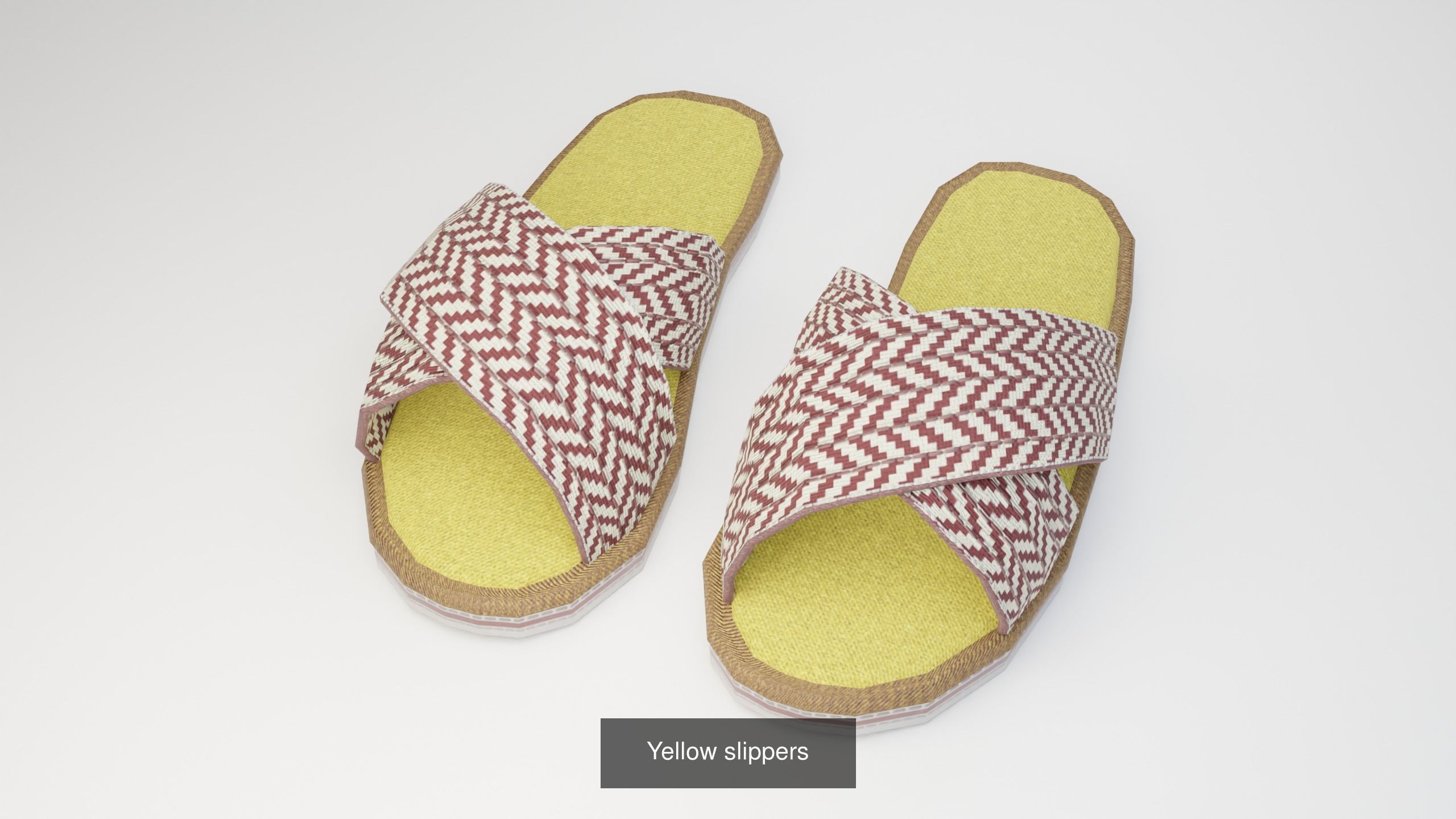 Slippers 5 colors low-poly 3D Model Collection_13