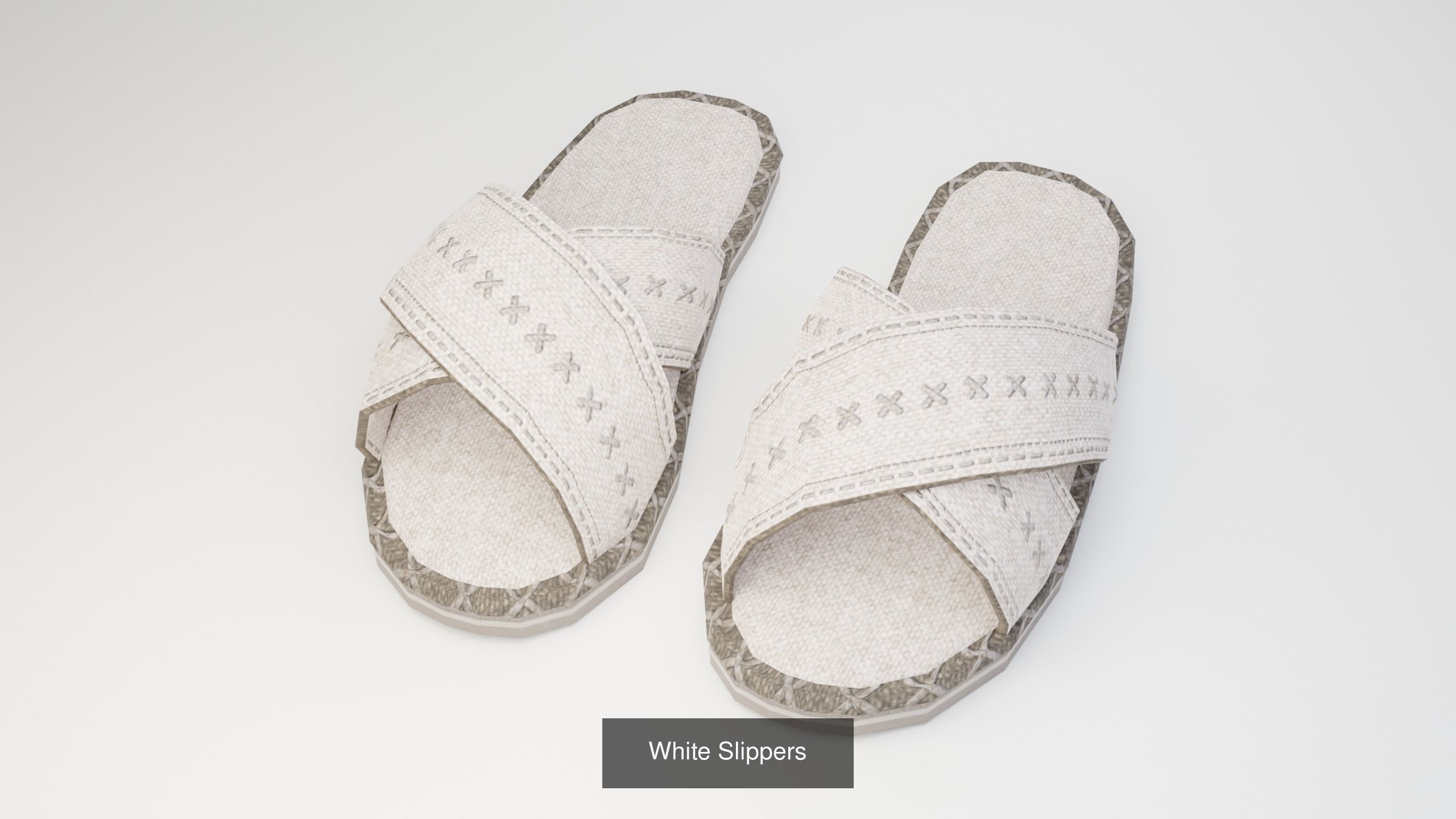 Slippers 5 colors low-poly 3D Model Collection_10