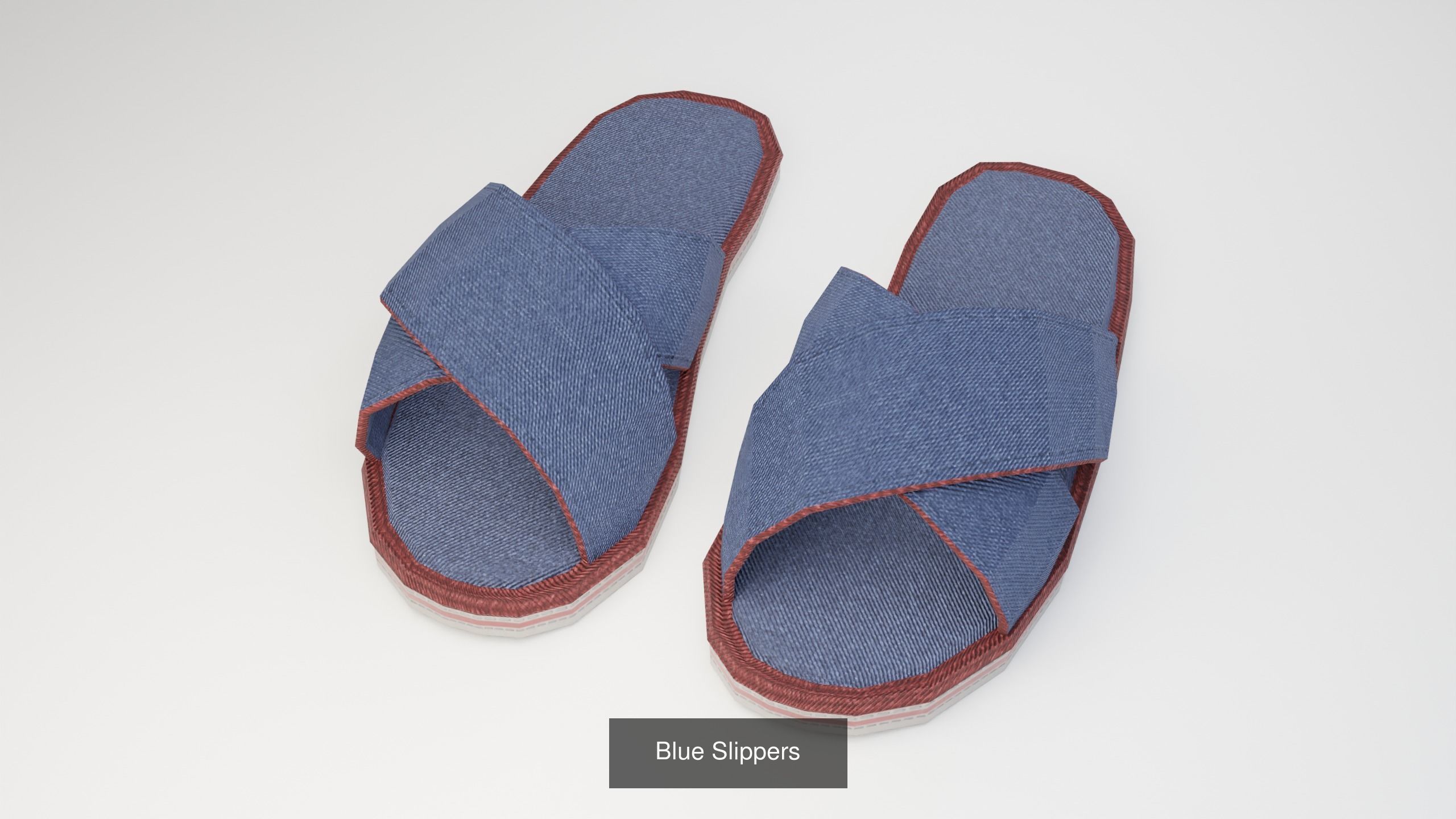 Slippers 5 colors low-poly 3D Model Collection_11