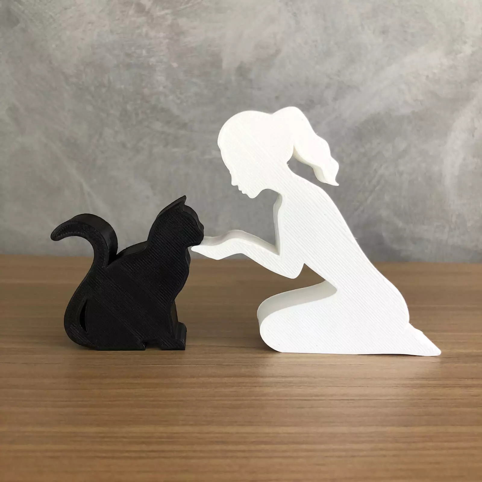 Girl and her cat -tied hair- for 3D printer or laser cut 3D print model