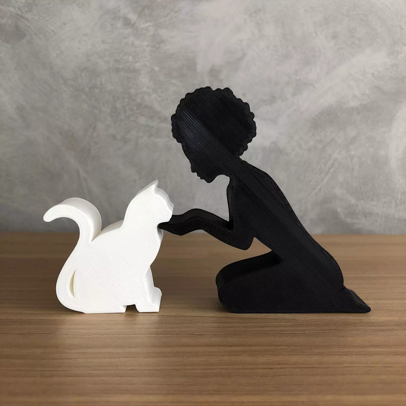 Girl and her cat -afro hair- for 3D printer or laser cut 3D print model