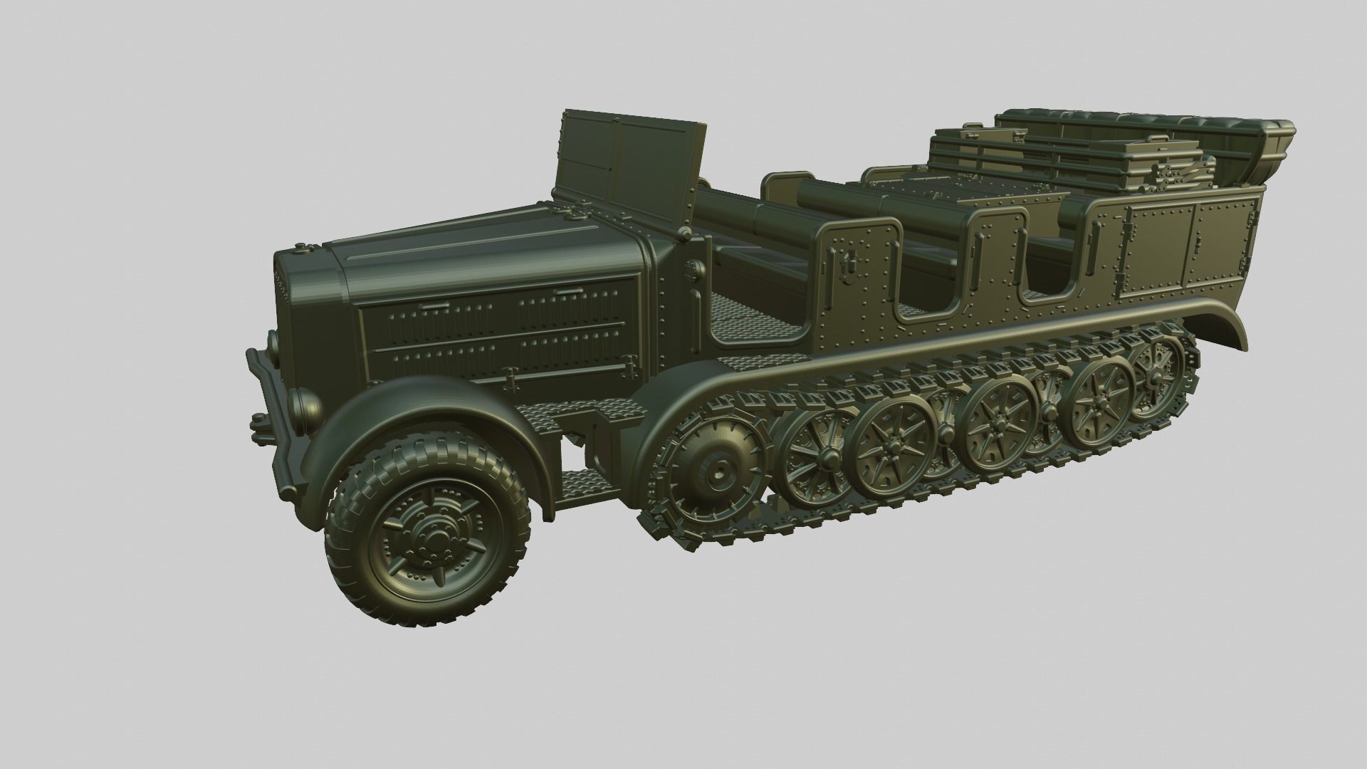 Half-track Breda 61 Artillery Tractor - Italy - WW2 3D print model_4