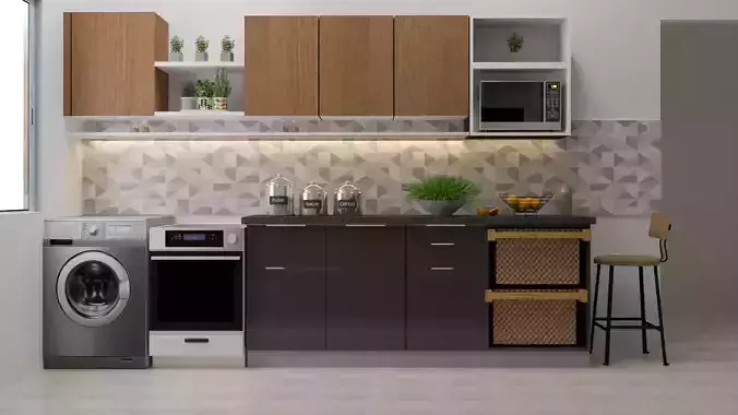 Kitchen 3d render in Vray