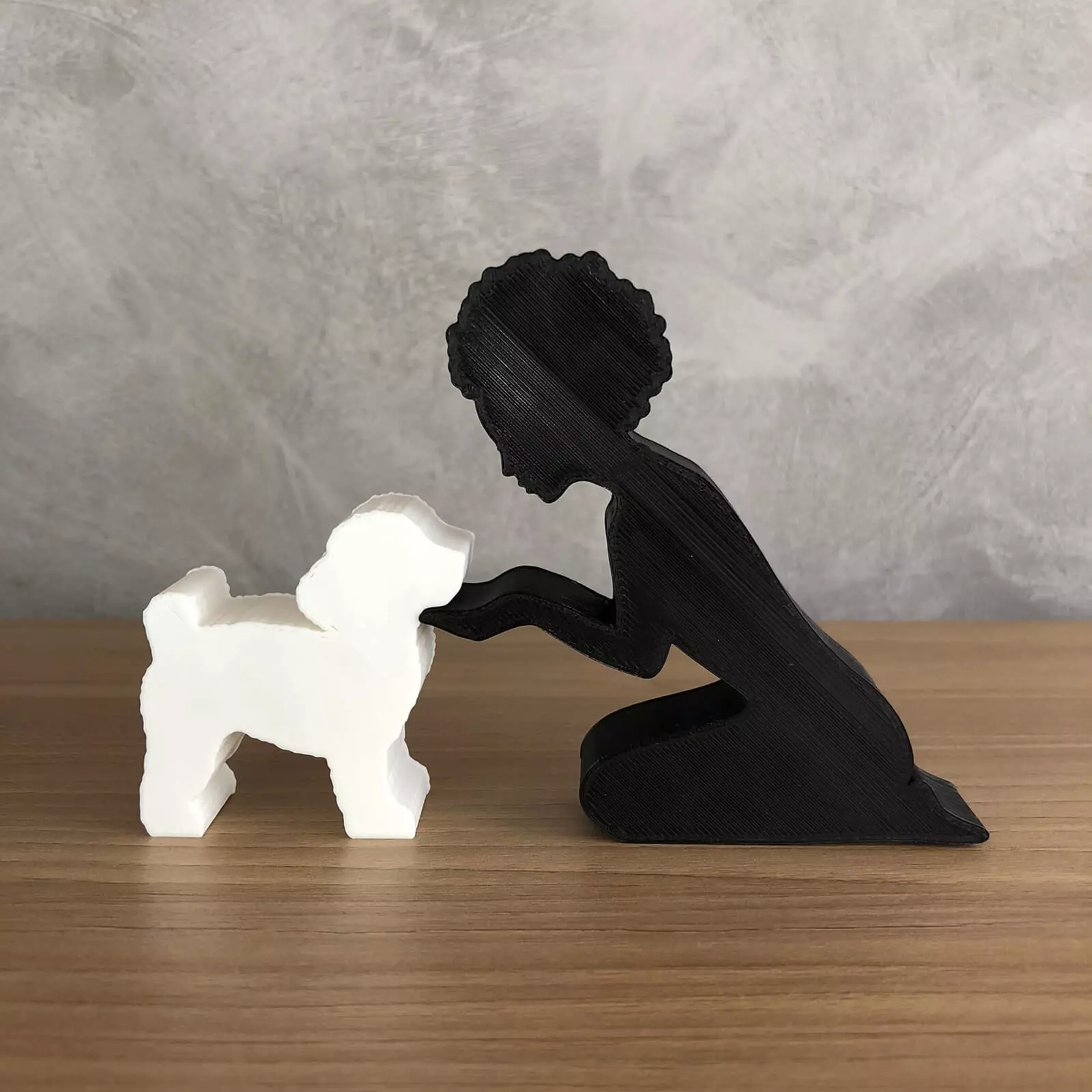 Girl and her poodle -afro hair- for 3D printer or laser cut 3D print model