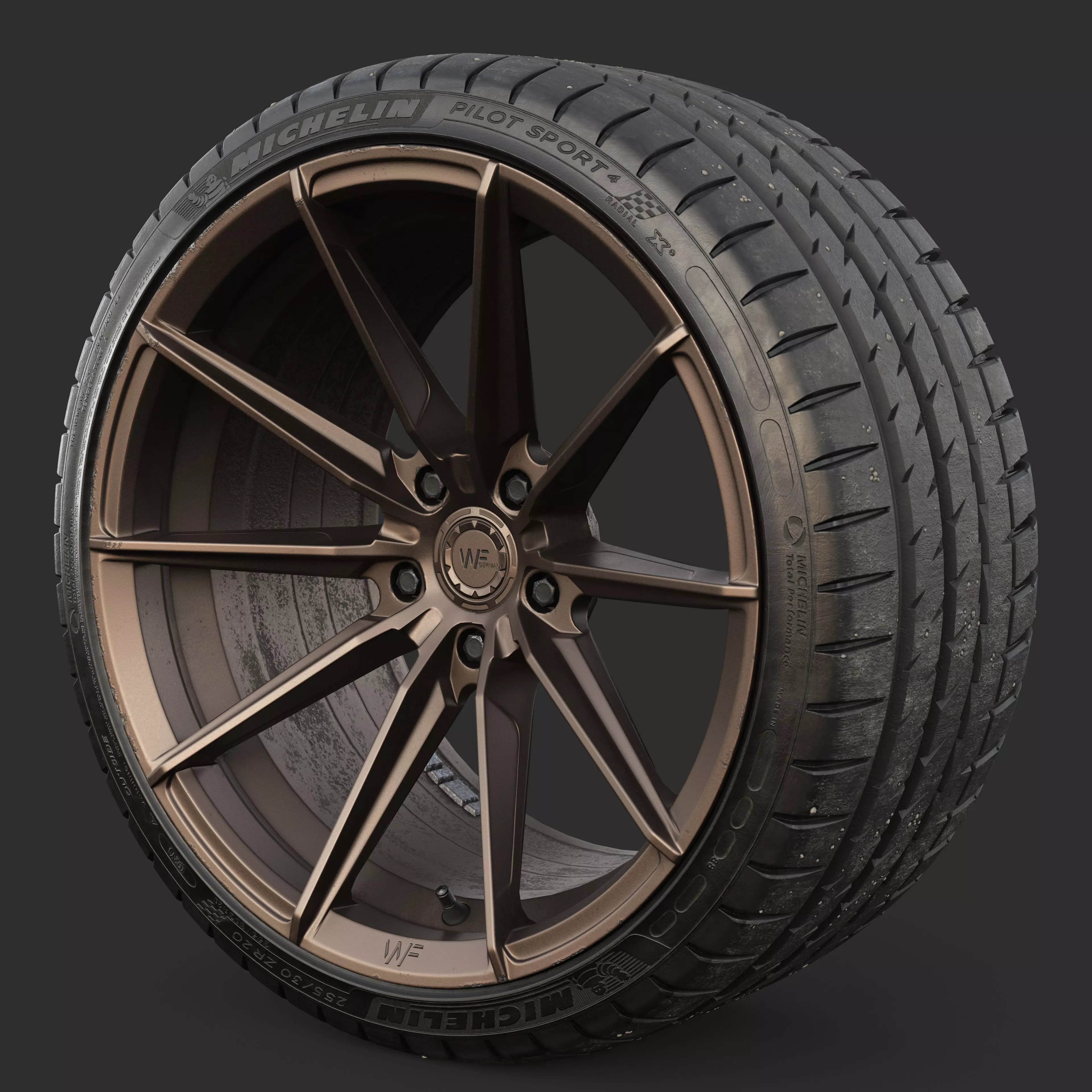 Rim WheelForce CF3-FF R Tire Michelin Pilot Sport 4 Low-poly 3D model_0