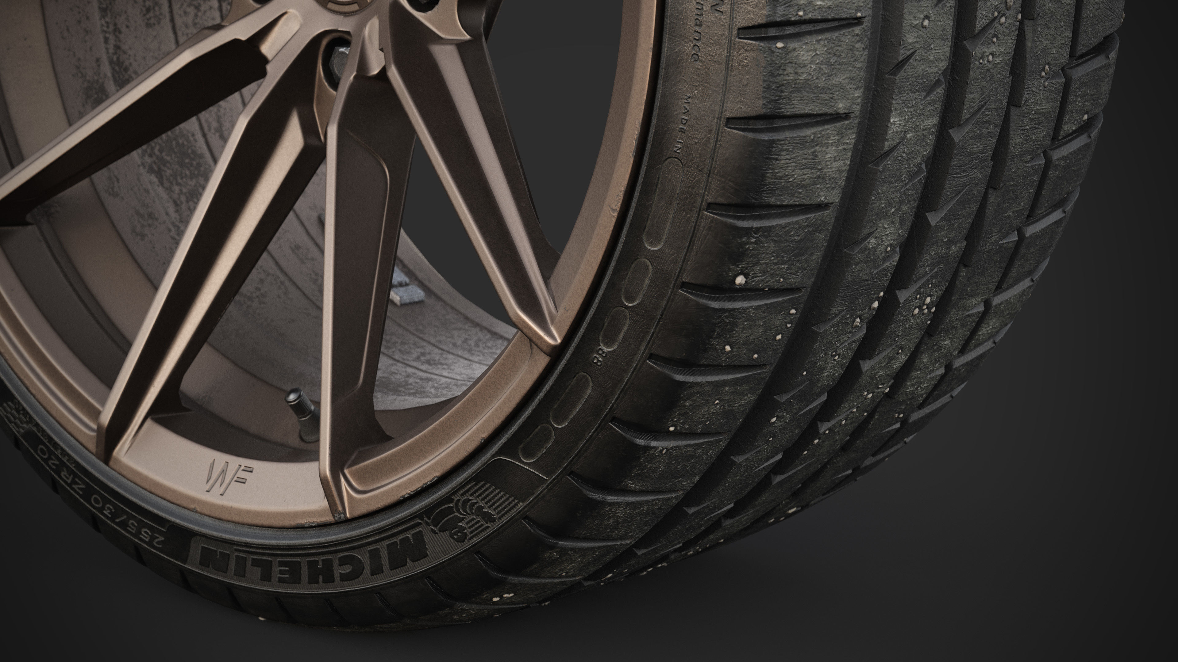Rim WheelForce CF3-FF R Tire Michelin Pilot Sport 4 Low-poly 3D model_11