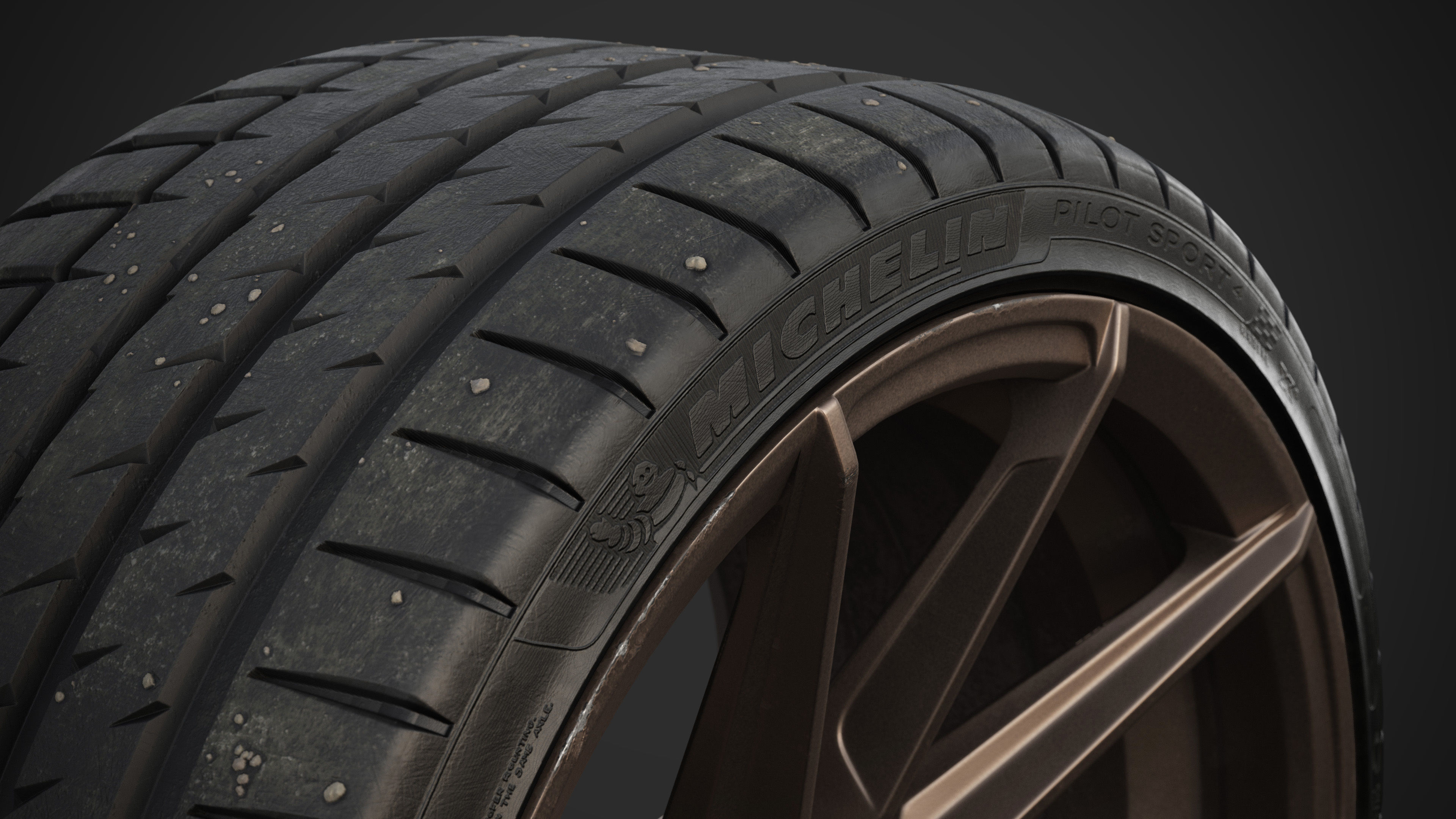 Rim WheelForce CF3-FF R Tire Michelin Pilot Sport 4 Low-poly 3D model_9