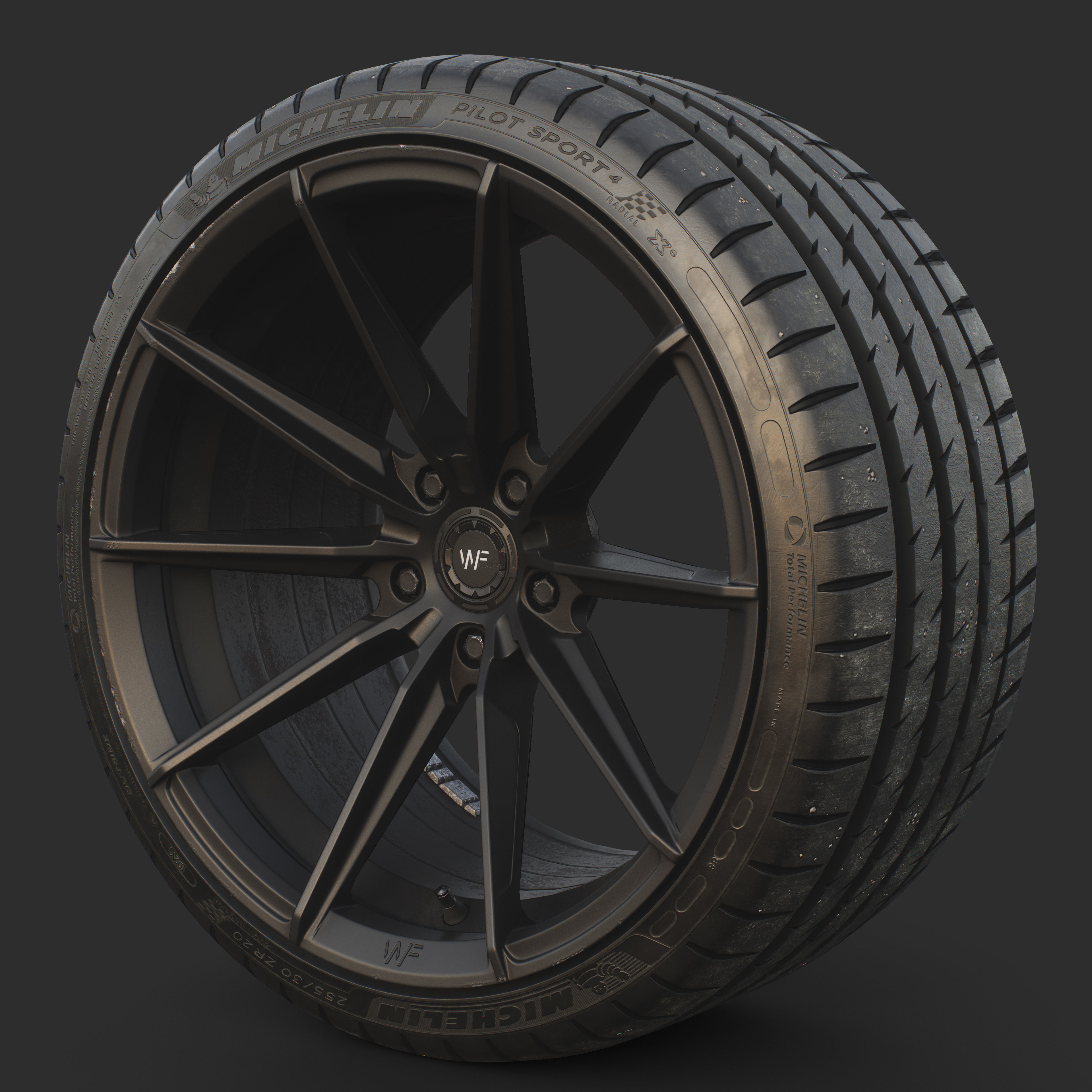 Rim WheelForce CF3-FF R Tire Michelin Pilot Sport 4 Low-poly 3D model_4