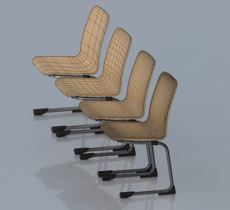 Wooden Shell Chair 3D model_7