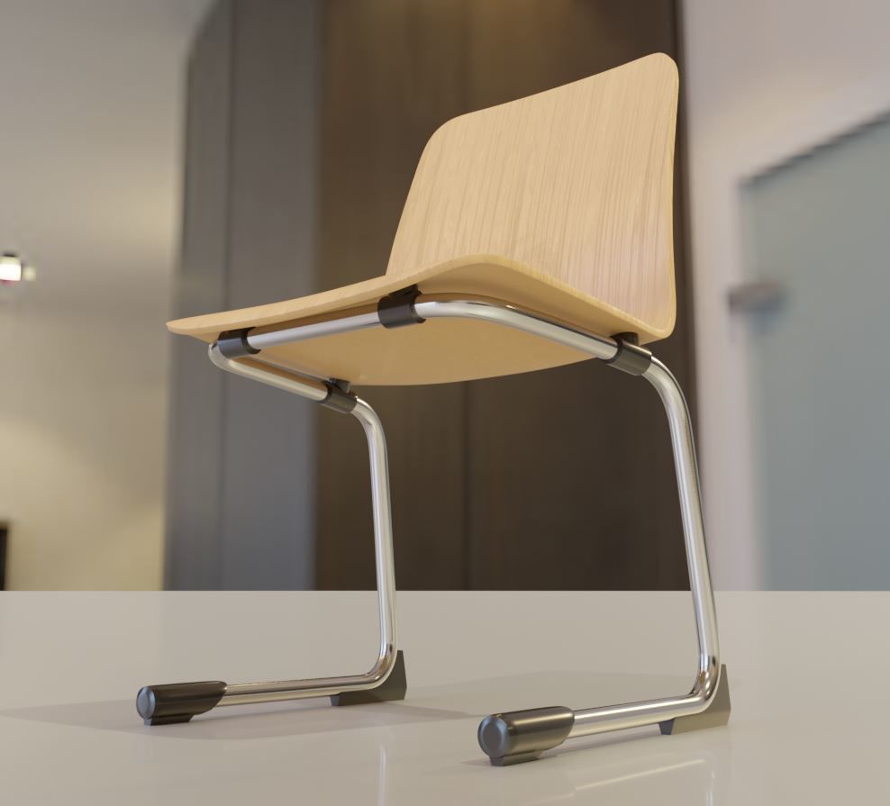 Wooden Shell Chair 3D model_5