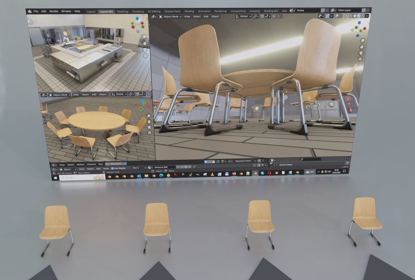 Wooden Shell Chair 3D model_6