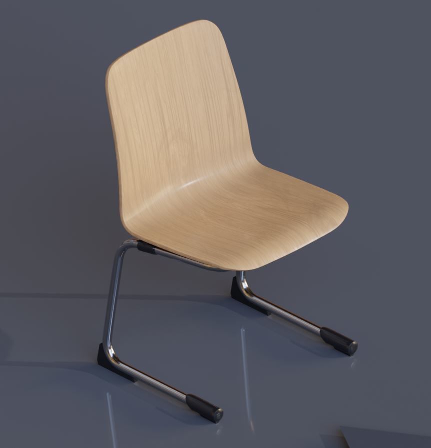 Wooden Shell Chair 3D model_11