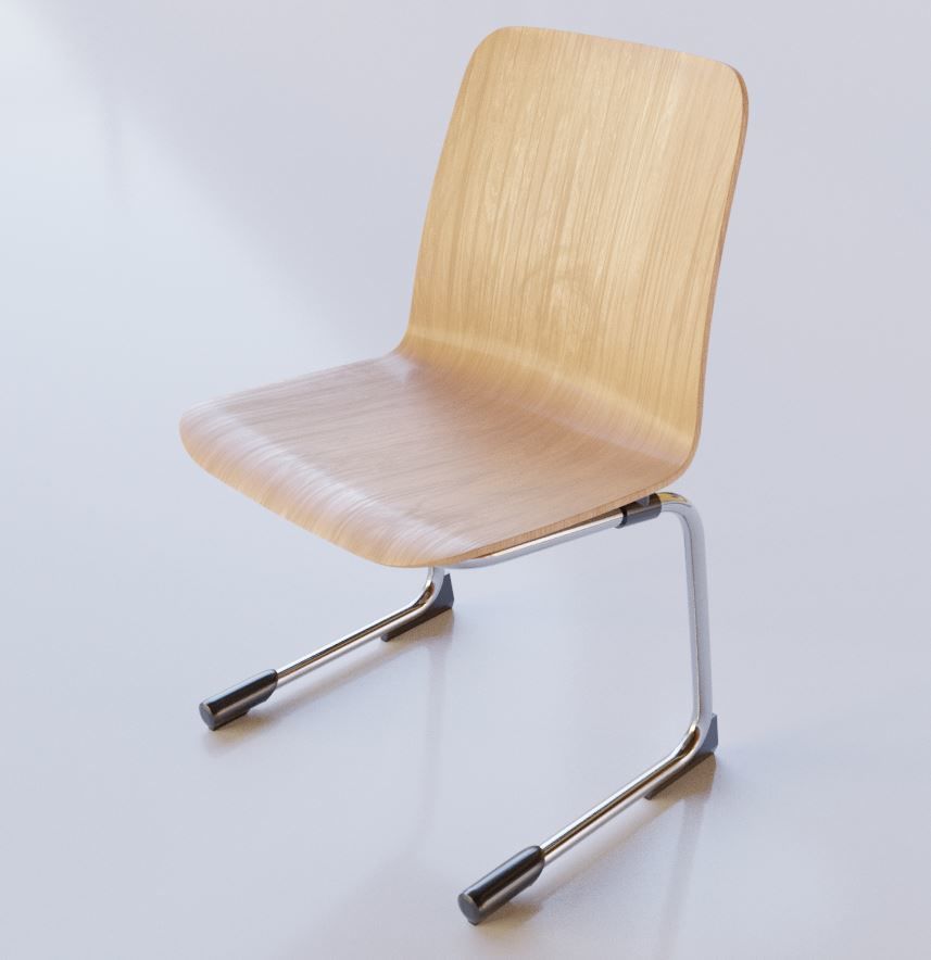 Wooden Shell Chair 3D model_2