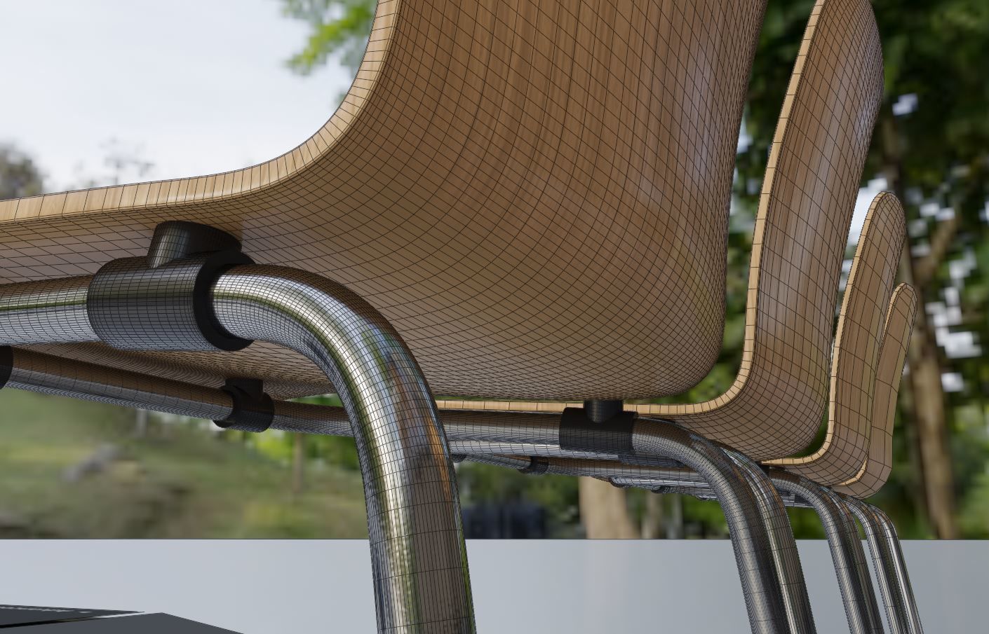 Wooden Shell Chair 3D model_21