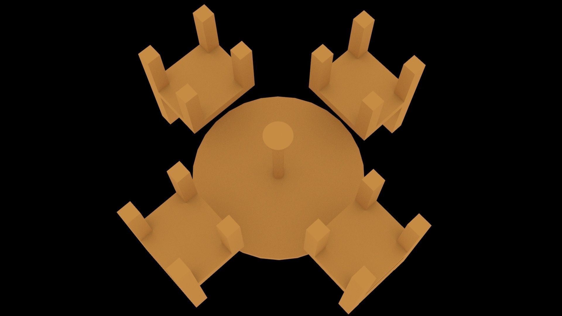 Low Poly Game Ready Table and Chairs Low-poly 3D model_5