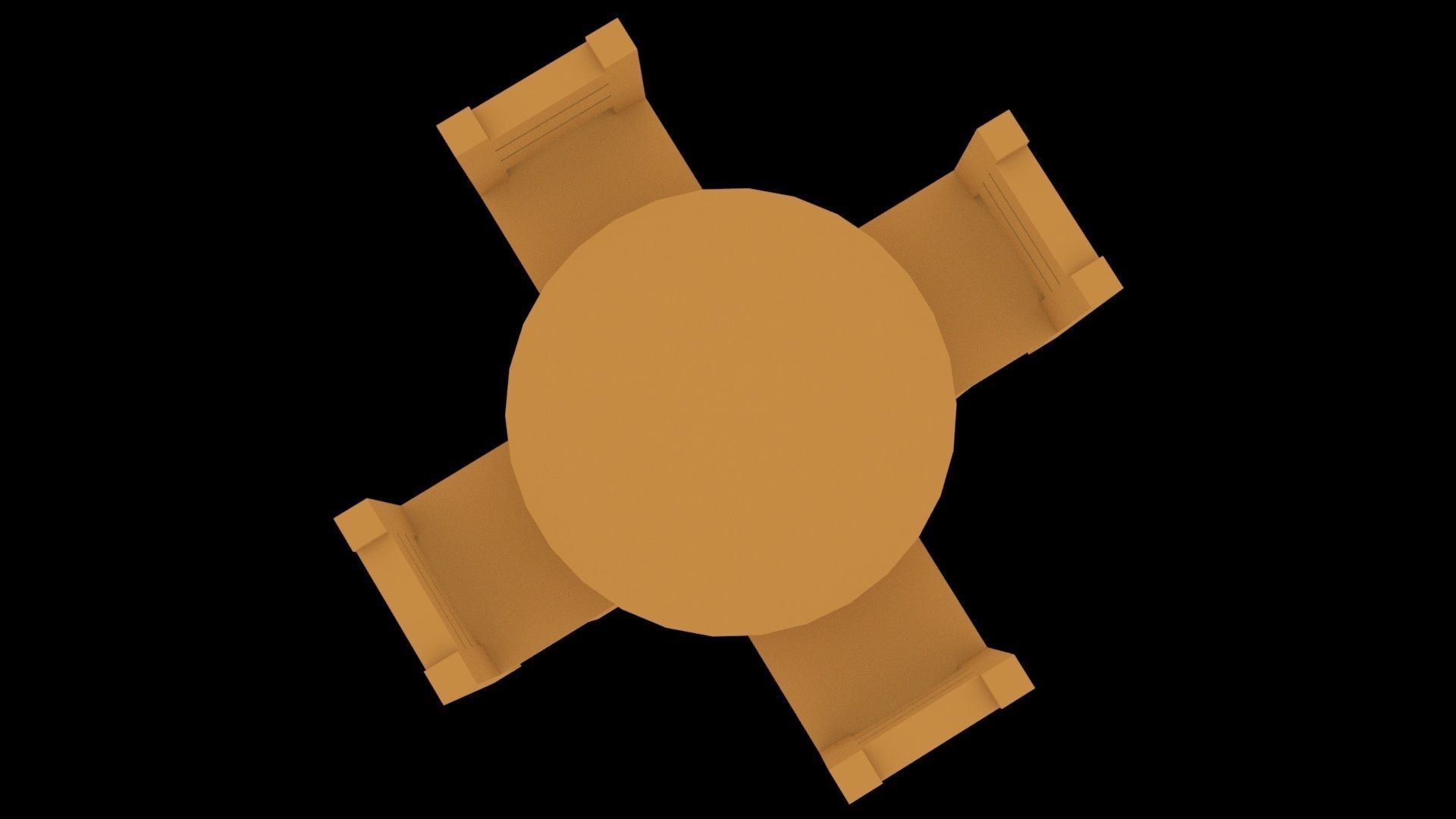 Low Poly Game Ready Table and Chairs Low-poly 3D model_3