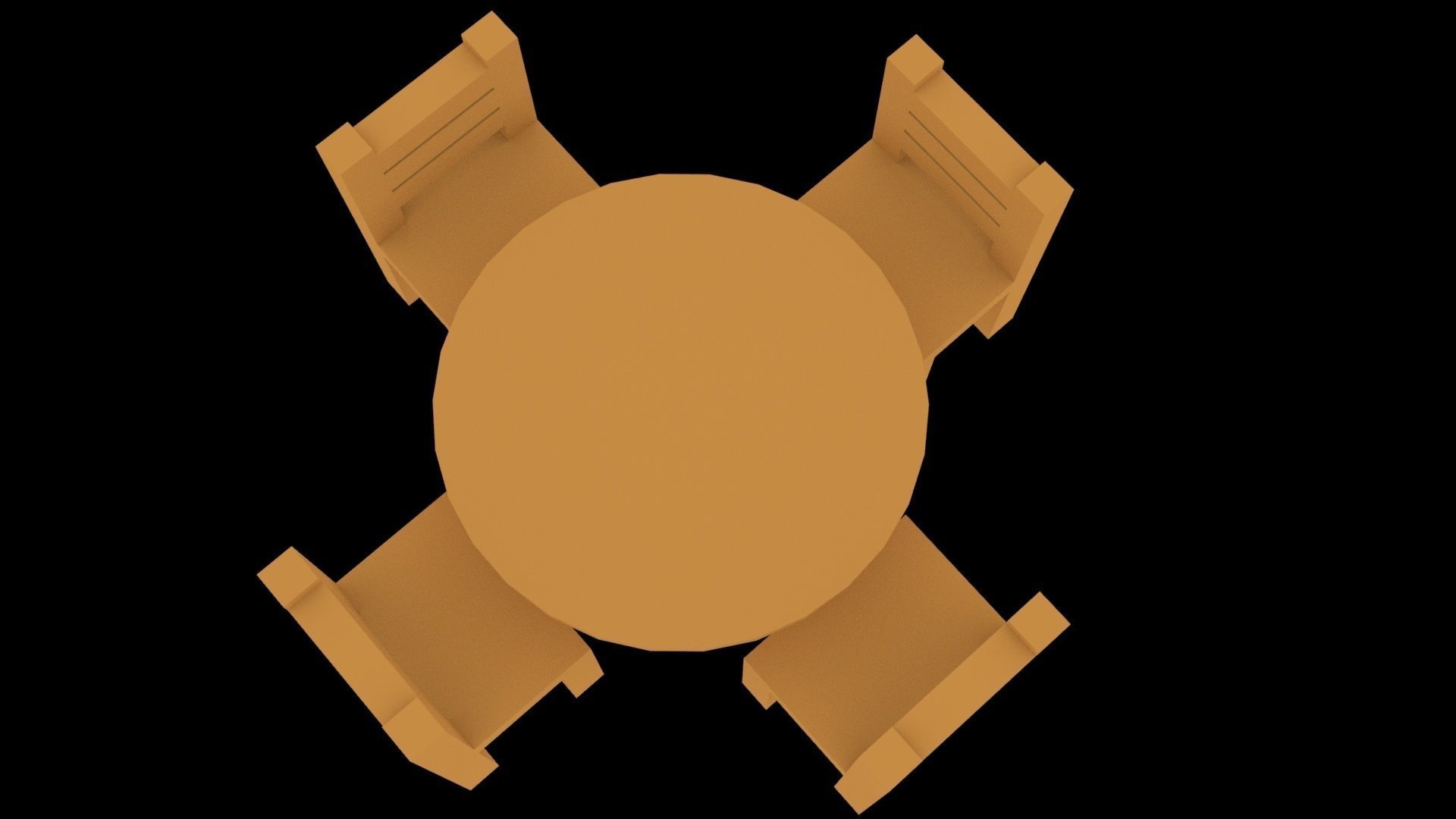 Low Poly Game Ready Table and Chairs Low-poly 3D model_1