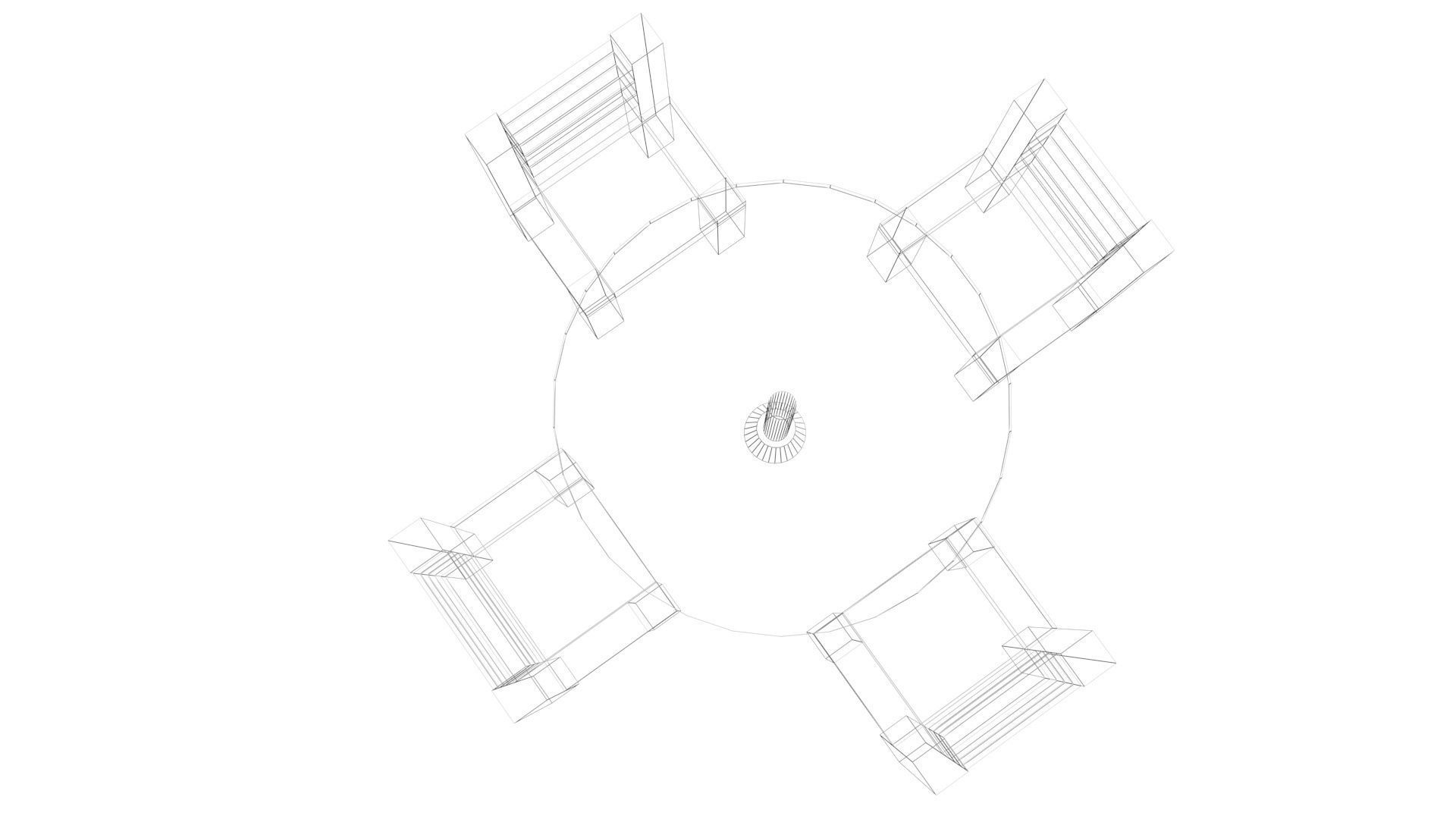 Low Poly Game Ready Table and Chairs Low-poly 3D model_8