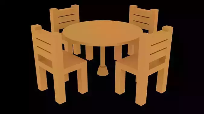 Low Poly Game Ready Table and Chairs Low-poly 3D model Low Poly Game Ready Table and Chairs Low-poly 3D model