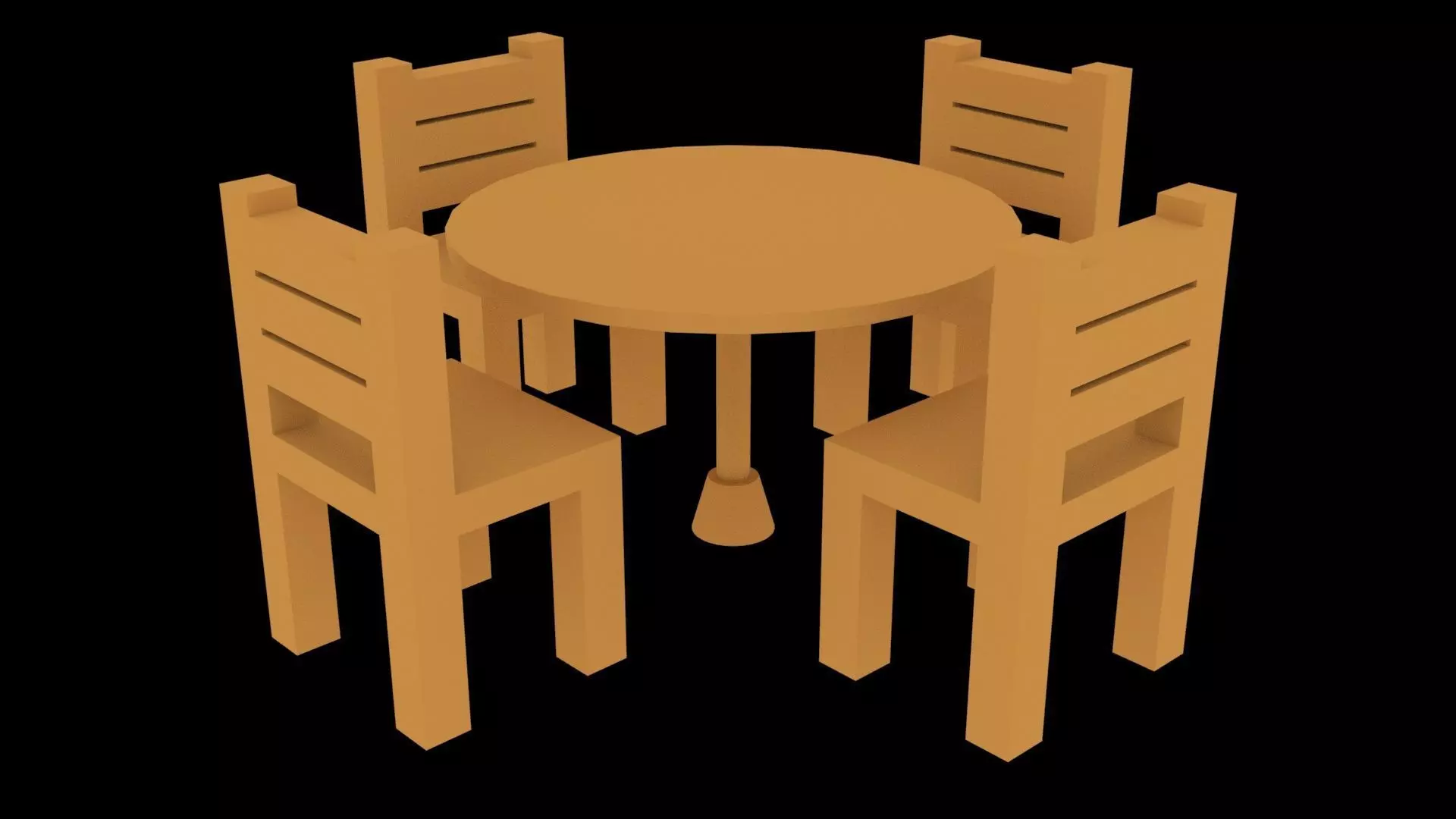 Low Poly Game Ready Table and Chairs Low-poly 3D model_0