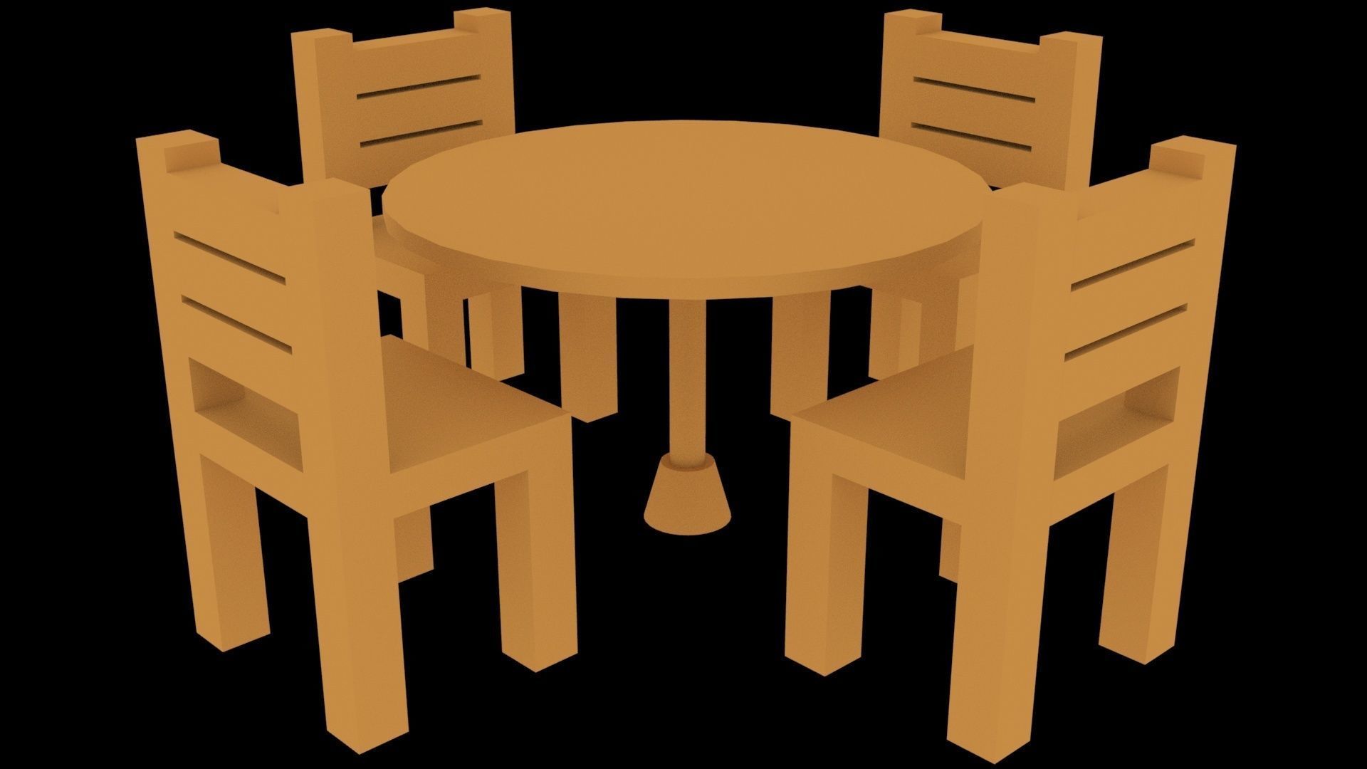 Low Poly Game Ready Table and Chairs Low-poly 3D model_2