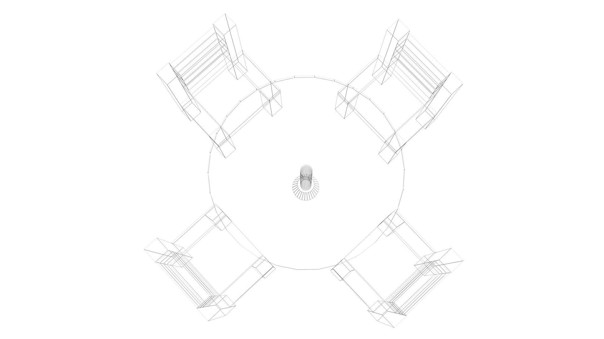 Low Poly Game Ready Table and Chairs Low-poly 3D model_10