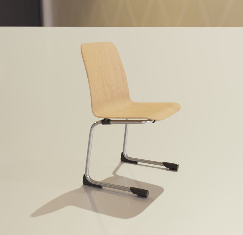  Wooden Shell Chair And Metal Base Oval Wood Table 3D Model Collection_23