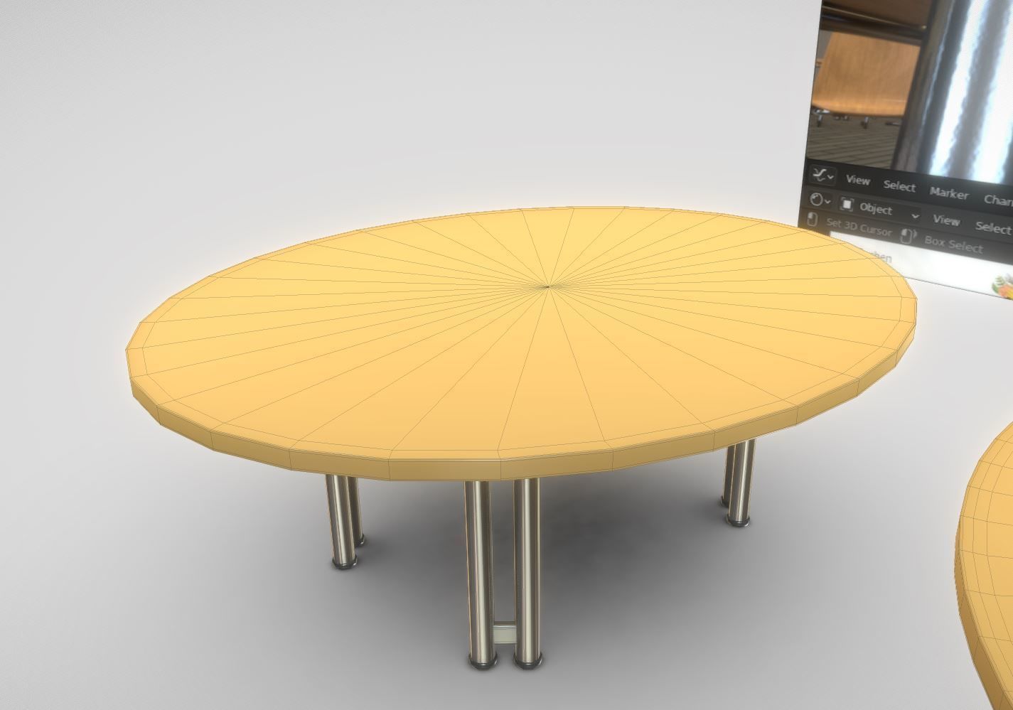  Wooden Shell Chair And Metal Base Oval Wood Table 3D Model Collection_48