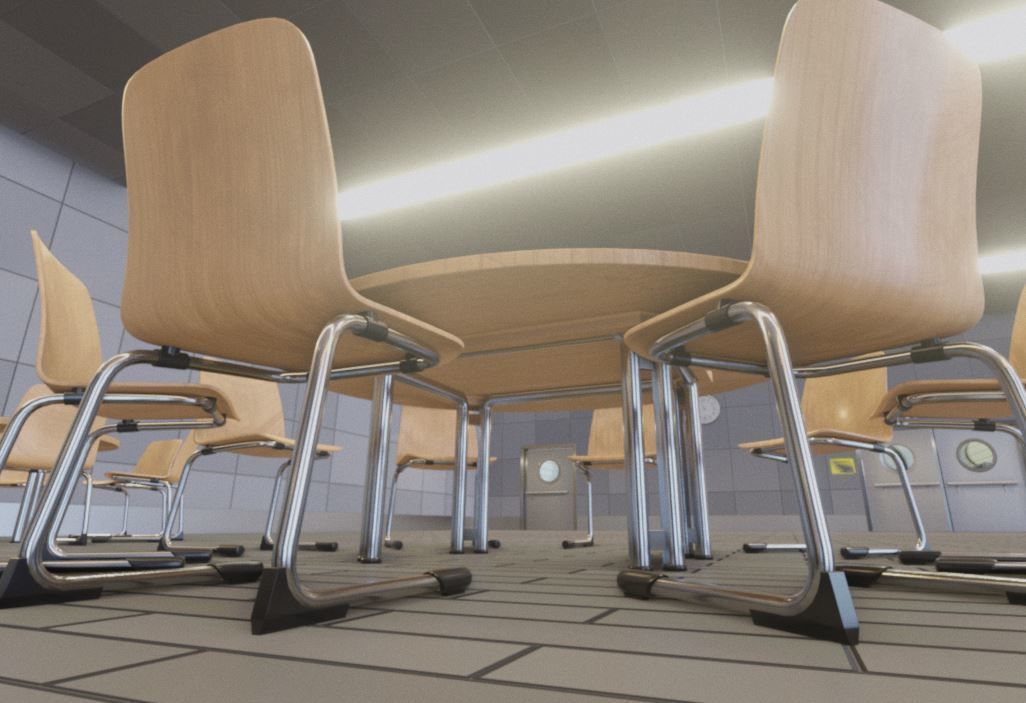  Wooden Shell Chair And Metal Base Oval Wood Table 3D Model Collection_21