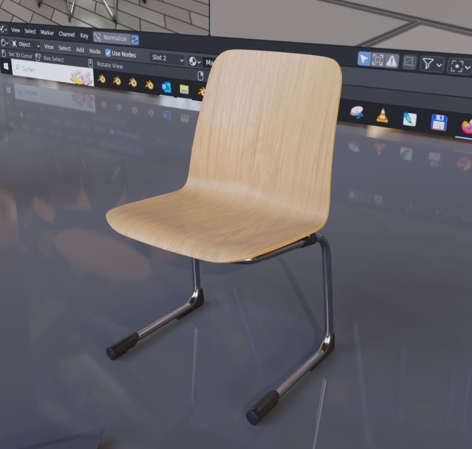  Wooden Shell Chair And Metal Base Oval Wood Table 3D Model Collection_7