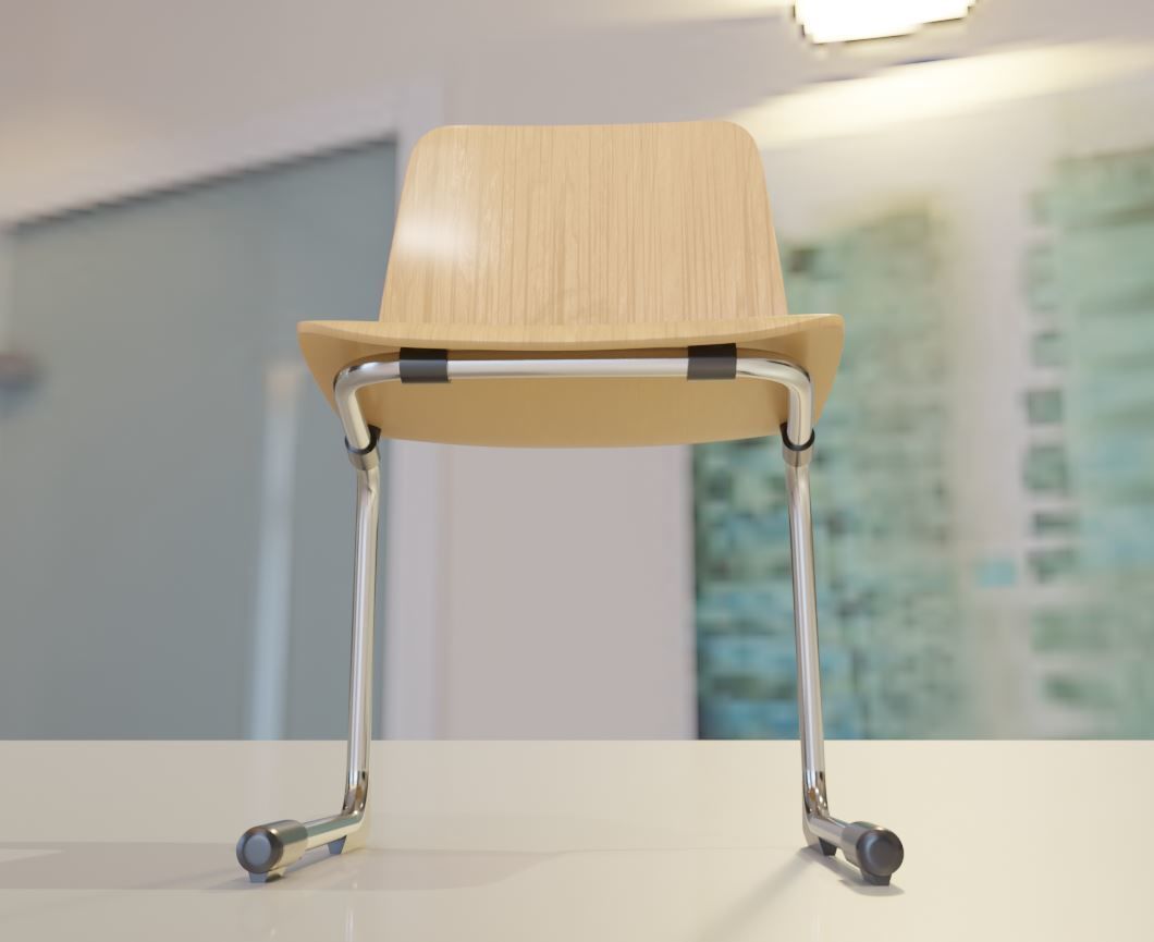  Wooden Shell Chair And Metal Base Oval Wood Table 3D Model Collection_15