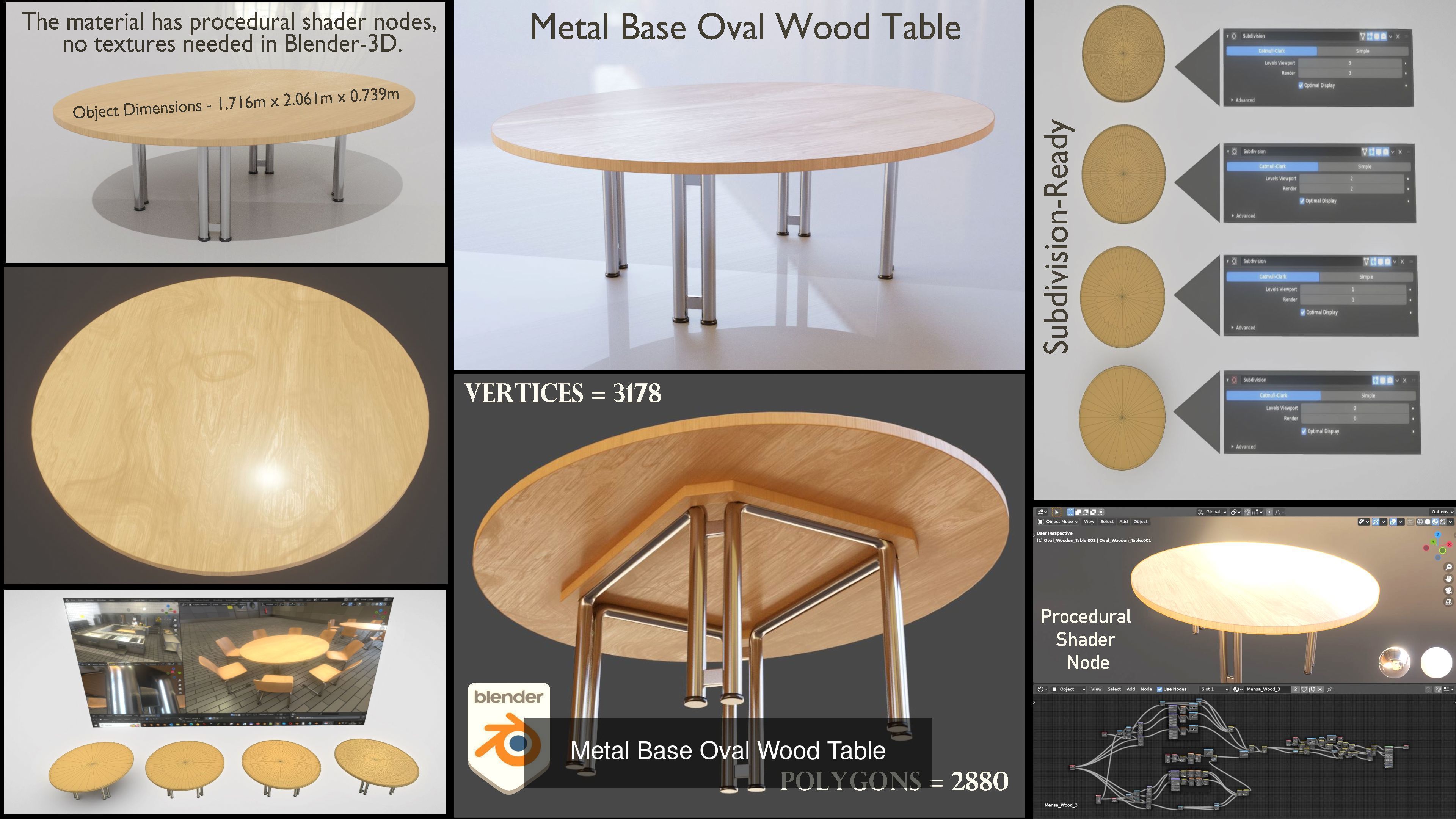  Wooden Shell Chair And Metal Base Oval Wood Table 3D Model Collection_3