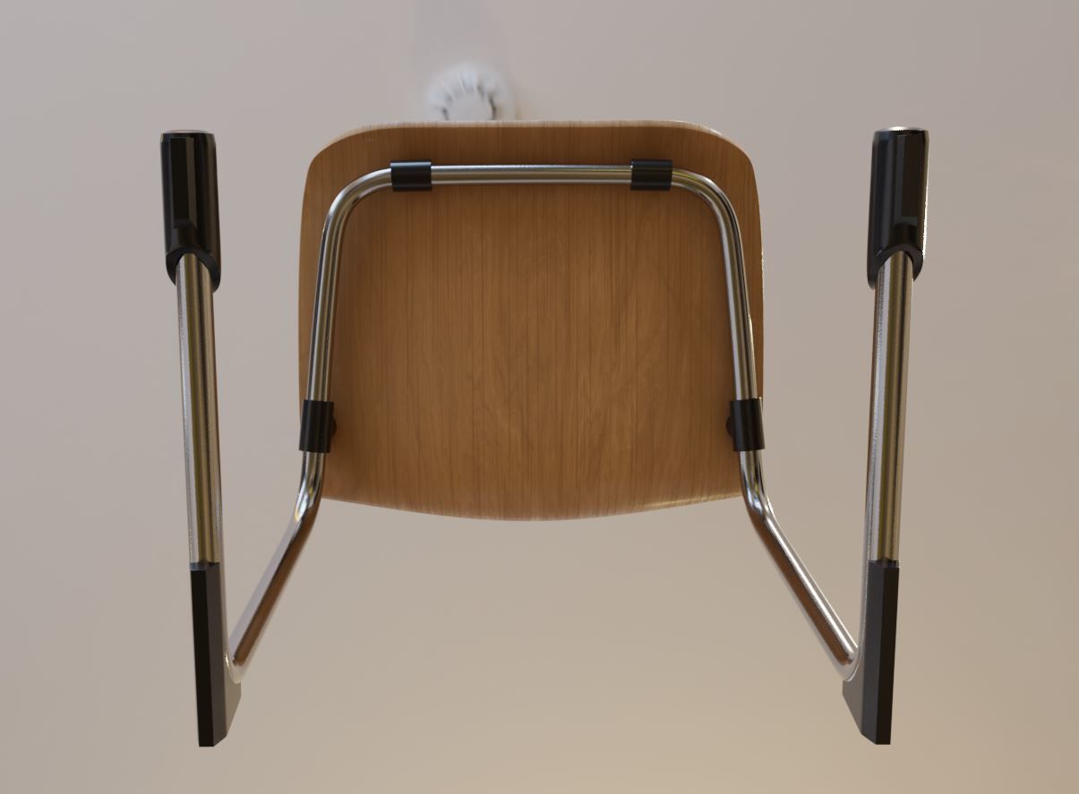  Wooden Shell Chair And Metal Base Oval Wood Table 3D Model Collection_18