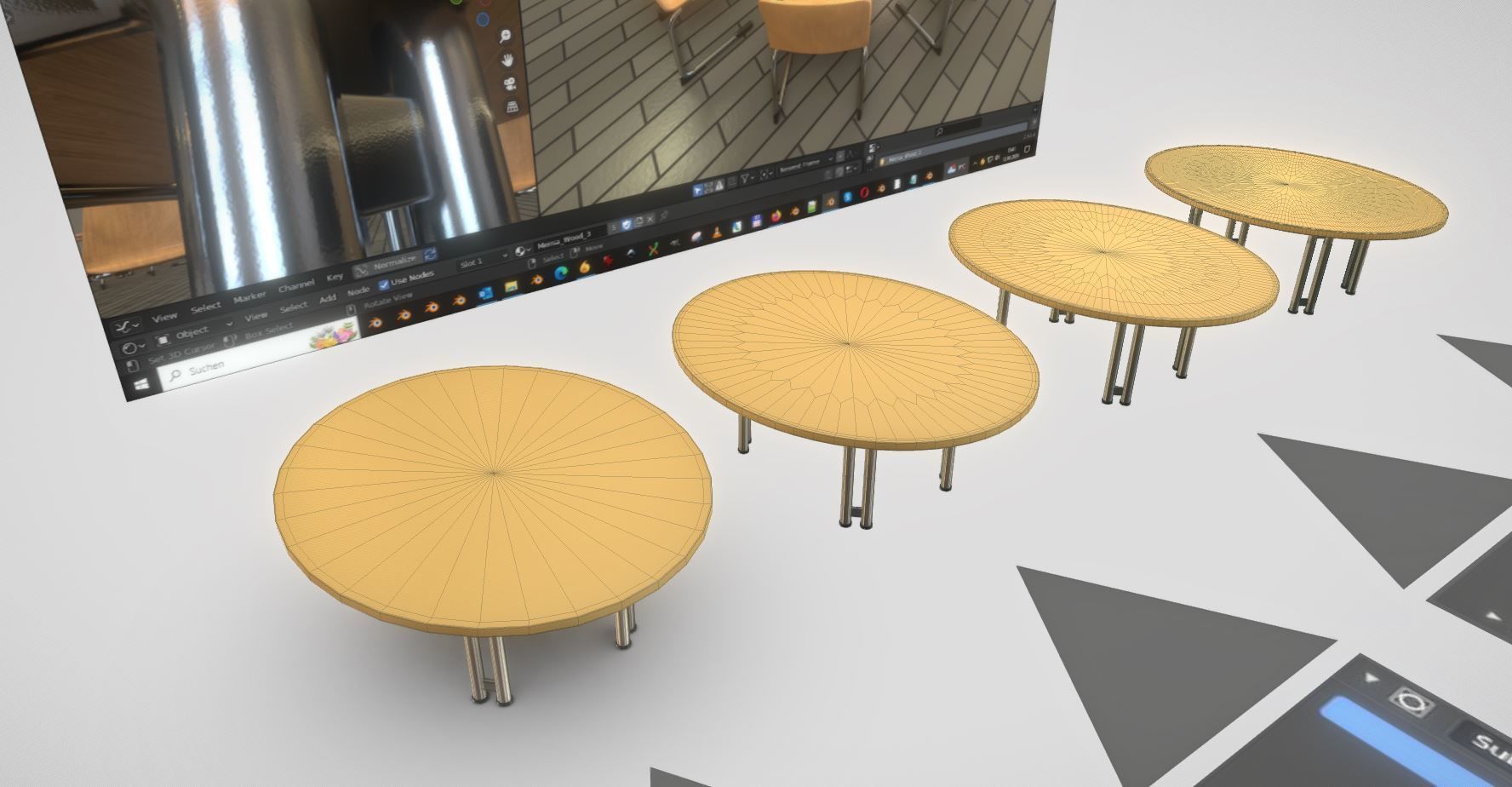  Wooden Shell Chair And Metal Base Oval Wood Table 3D Model Collection_46
