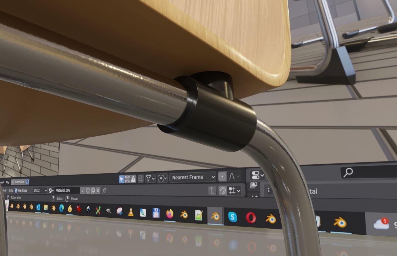  Wooden Shell Chair And Metal Base Oval Wood Table 3D Model Collection_29