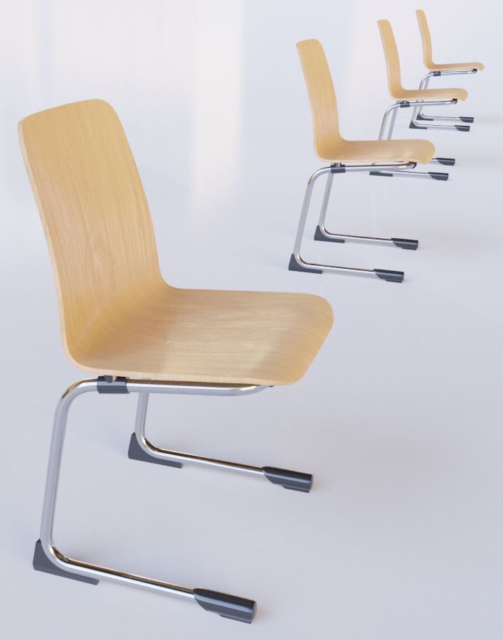  Wooden Shell Chair And Metal Base Oval Wood Table 3D Model Collection_4