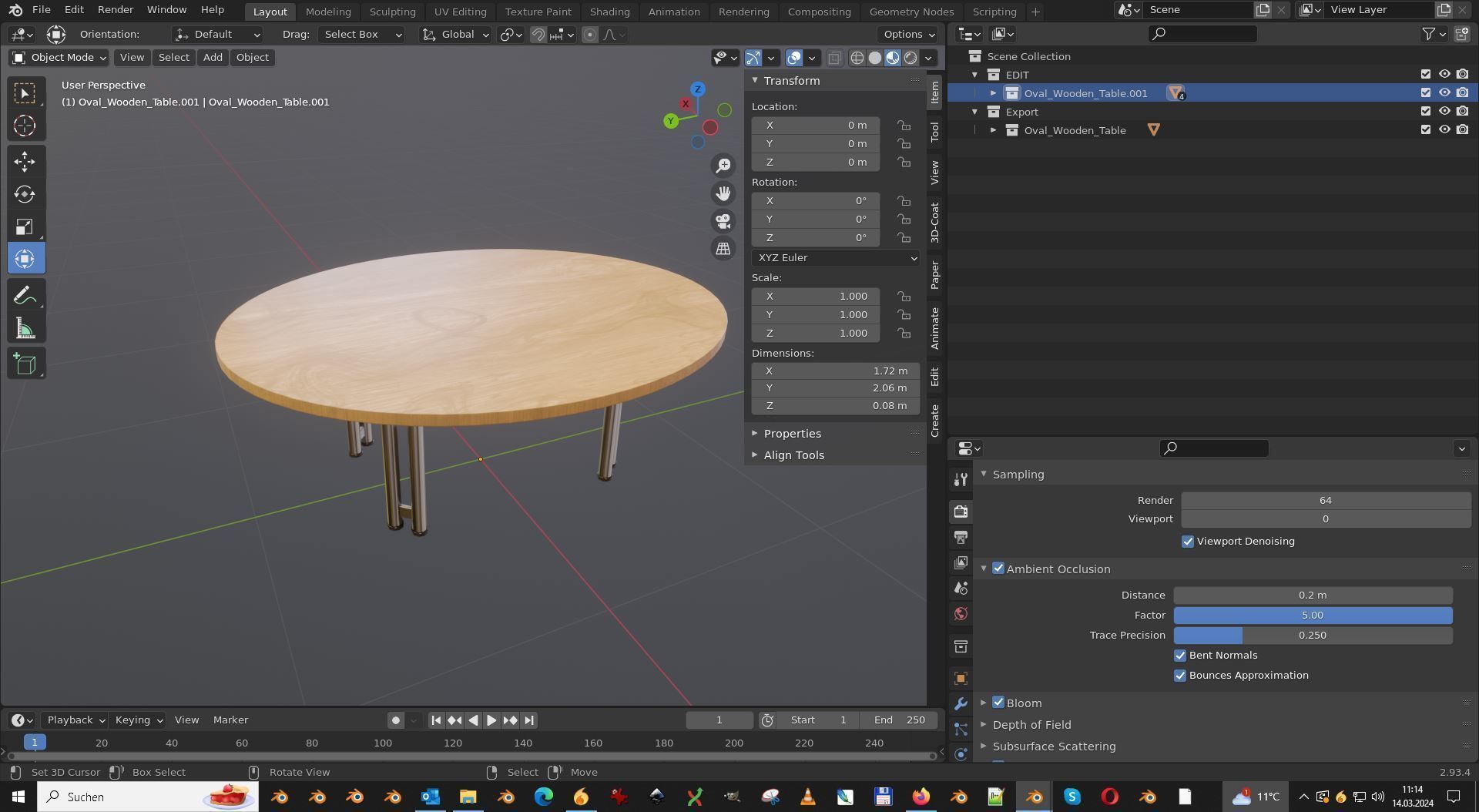  Wooden Shell Chair And Metal Base Oval Wood Table 3D Model Collection_47