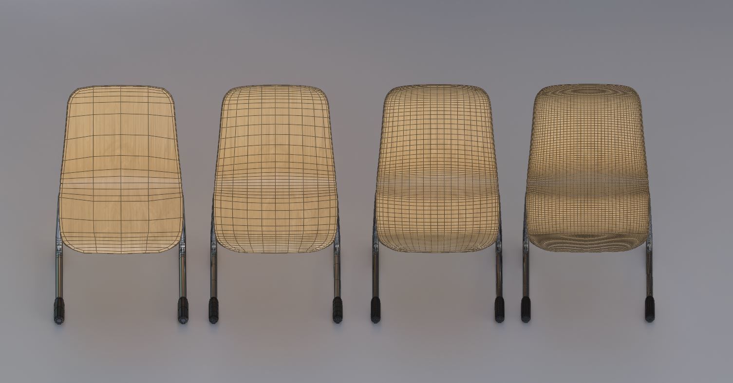  Wooden Shell Chair And Metal Base Oval Wood Table 3D Model Collection_20