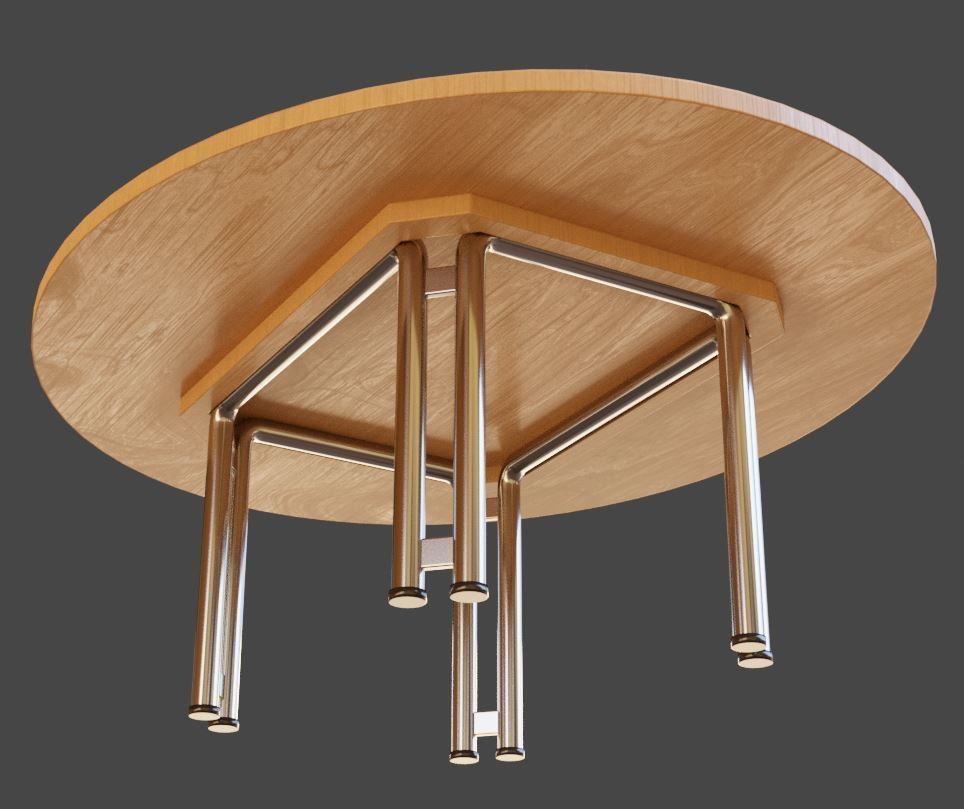  Wooden Shell Chair And Metal Base Oval Wood Table 3D Model Collection_37