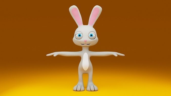 stylized cartoon anthropomorphic rabbit  3D model