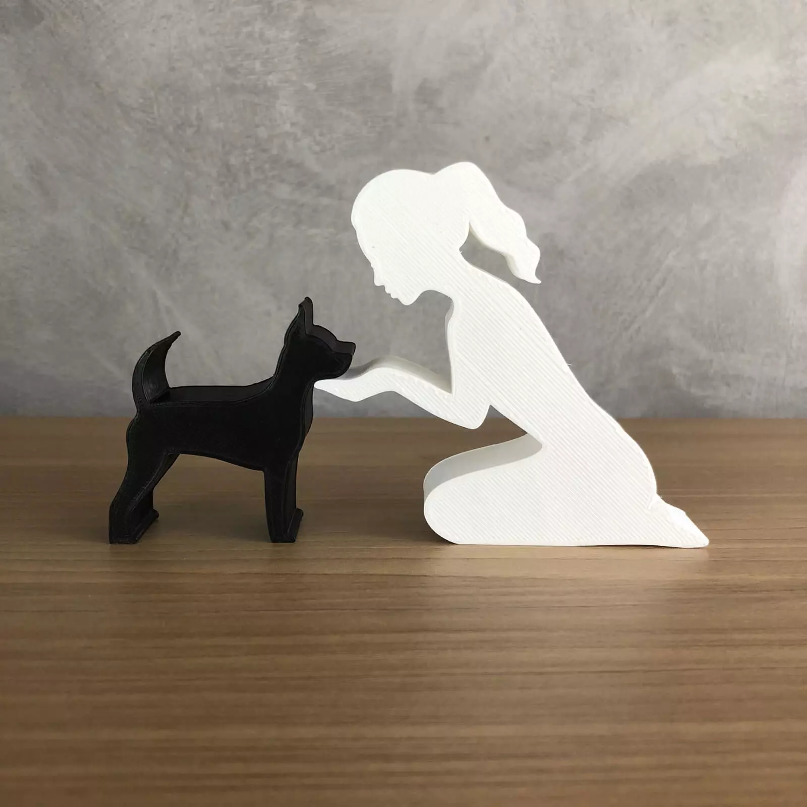Girl and her Pinscher -tied hair- for 3D printer 3D print model