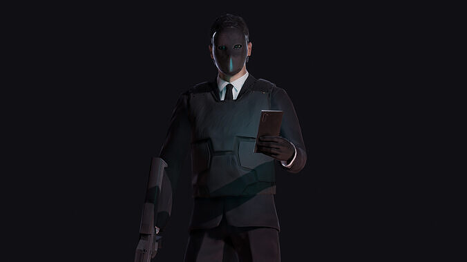 Futuristic Security Guard Low-poly 3D model